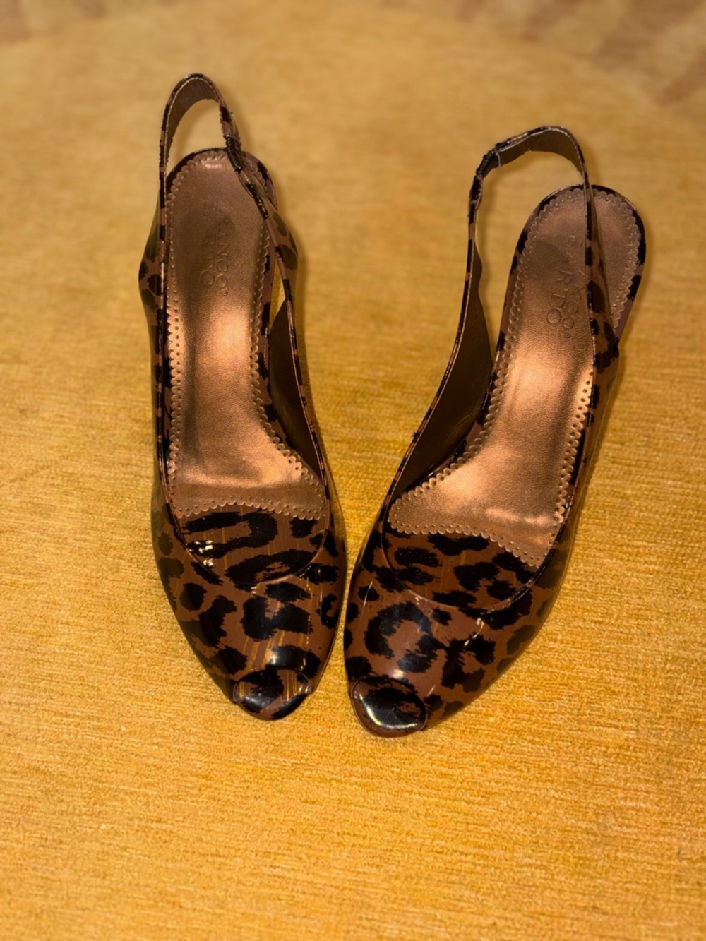 Franco Sarto Leopard Print Slingback Peep-Toe Pumps - Brown/Black - Picture 4 of 5